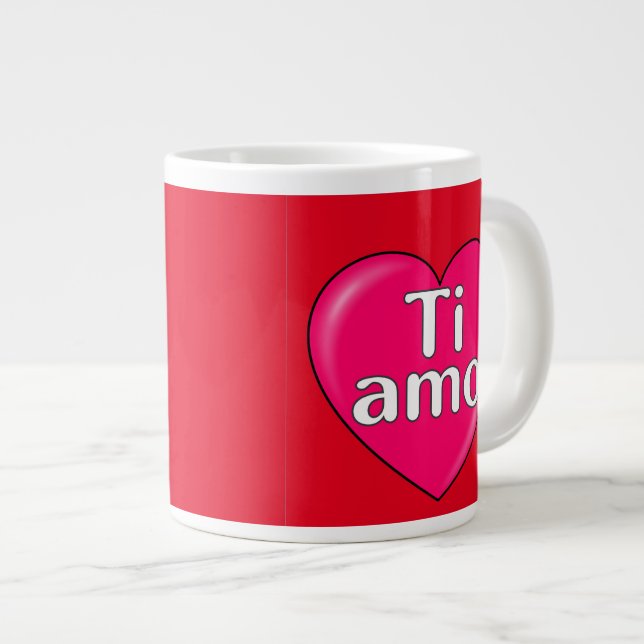 Caneca De Café Grande Italiano - Eu te amo (Frente Esquerda)