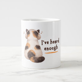 Caneca De Café Grande "I've heard enough" Cat Wearing Headphone
