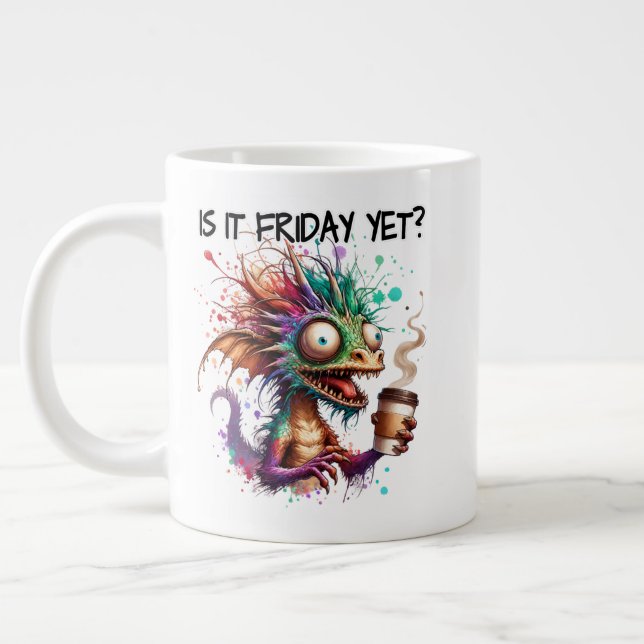 Caneca De Café Grande Já É Sexta-Feira? Dragão de Bebendo de Café Frazza (Esquerda)