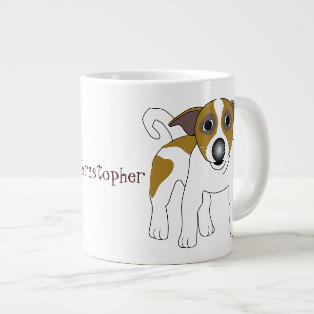 Caneca De Café Grande Jack Russell Terrier (Frente Esquerda)