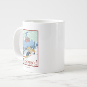 Caneca De Café Grande Jackson Hole, Wyoming Skier e Tram