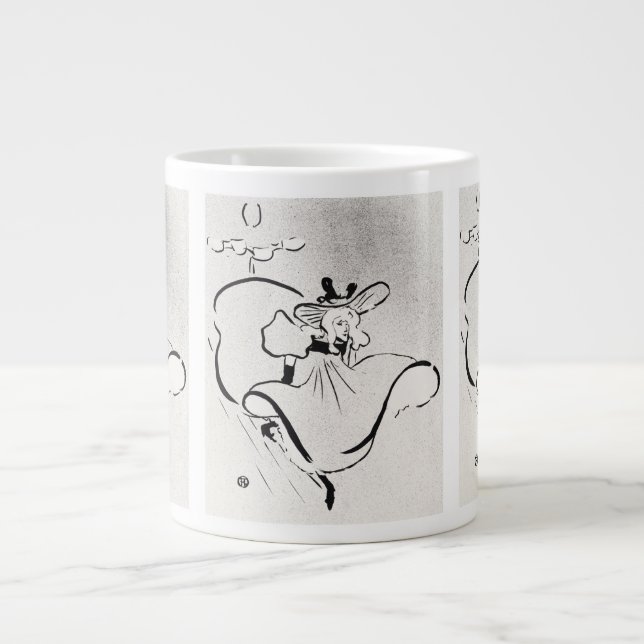 Caneca De Café Grande Jane Avril, de Arte Negra, por Toulouse Lautrec (Frente)