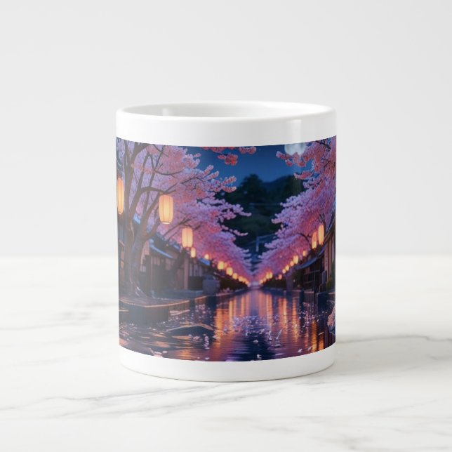 Caneca De Café Grande Japanese Cherry Blossom Sakura Mug - Night (Frente)