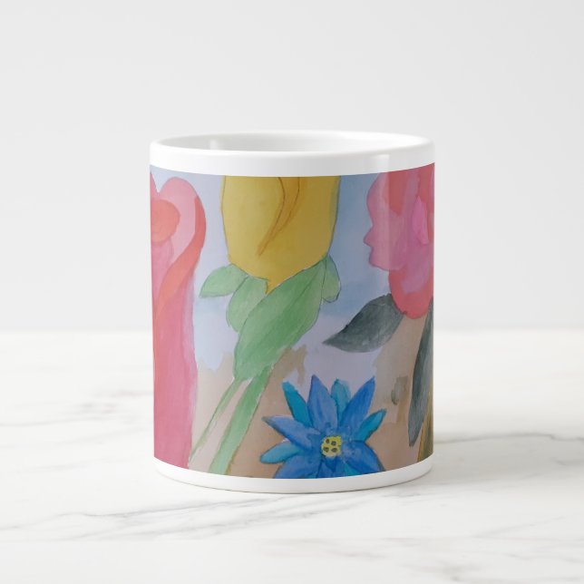 Caneca De Café Grande Jardim de Flores de Verão - Mug Grande (Frente)