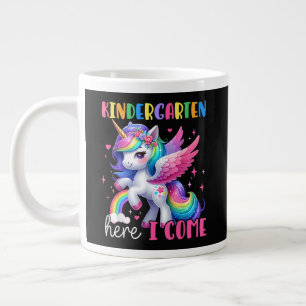 Caneca De Café Grande Jardim de Infância Aqui Vou Eu Unicórnio Volta às
