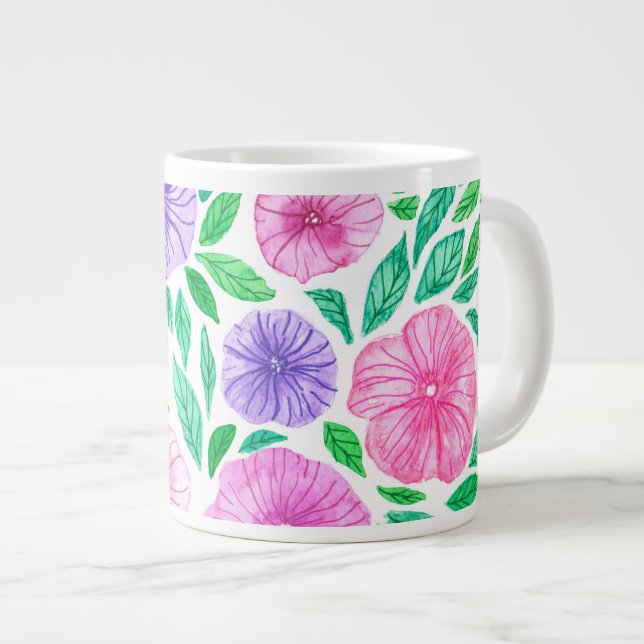 Caneca De Café Grande Jardim de petúnia aquática (Frente Esquerda)
