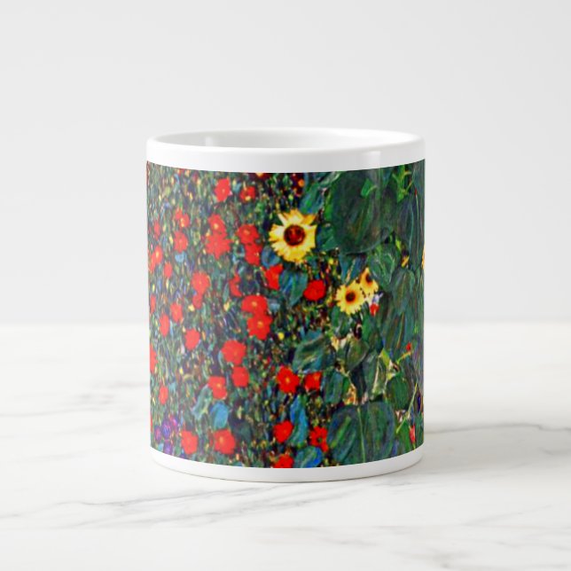 Caneca De Café Grande Jardim Flor Gustav Klimt (Frente)