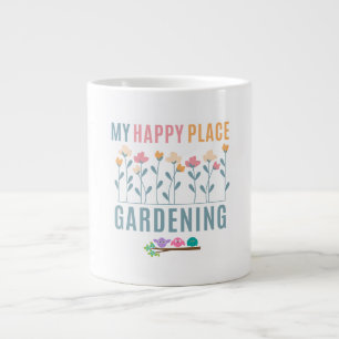 Caneca De Café Grande Jardinagem: Meu Lugar Feliz