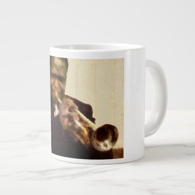 Caneca De Café Grande Jazz Trumpeter (Frente Esquerda)