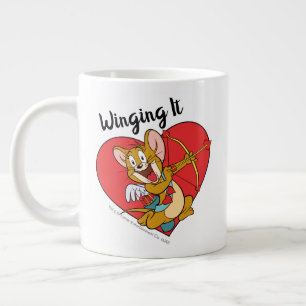 Caneca De Café Grande Jerry Mouse Vestido como Namorados Cupido