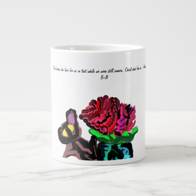 Caneca De Café Grande Jesus ama rosa (Frente)