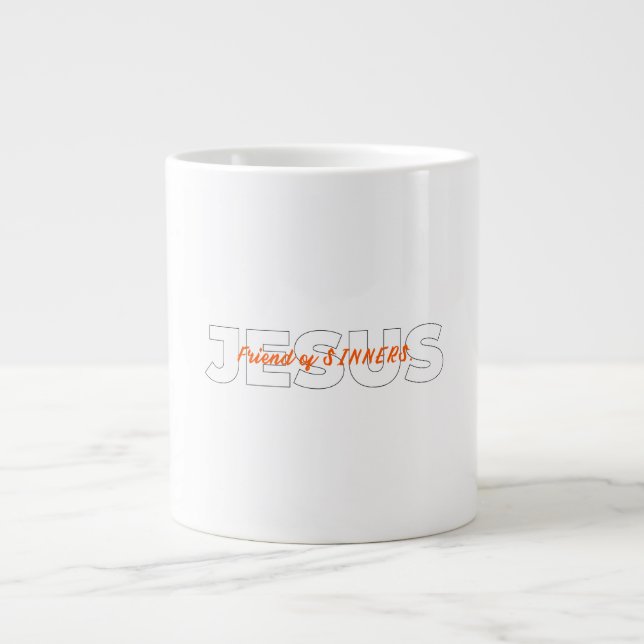 Caneca De Café Grande JESUS. Amigo de SINNERS. (Frente)