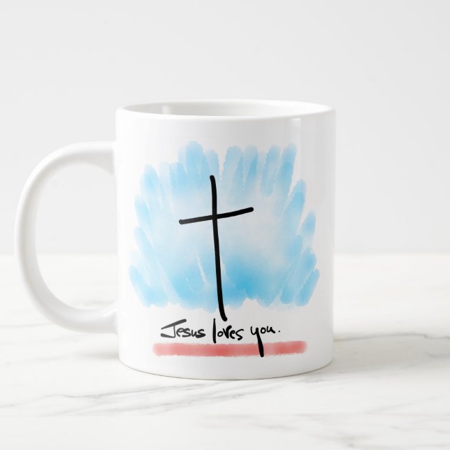 Caneca De Café Grande JESUS TE AMA Jumbo Mug (Esquerda)
