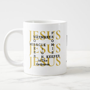 Caneca De Café Grande Jesus Waymaker Monograma Christian Coffee Mug
