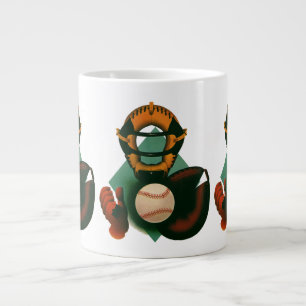 Caneca De Café Grande Jogador de Basebol Esportivo Vintage, Catcher com