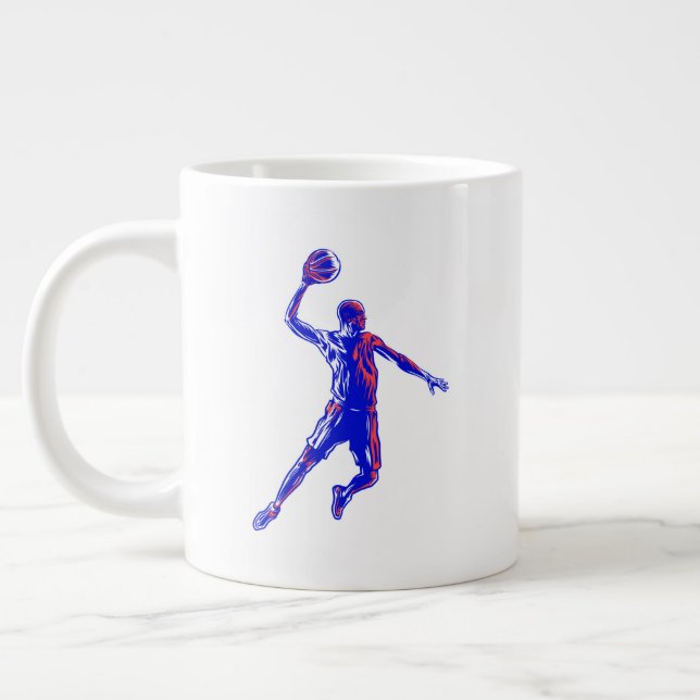 Caneca De Café Grande Jogador de basquetebol Slam Dunk, Vermelho e Azul  (Esquerda)