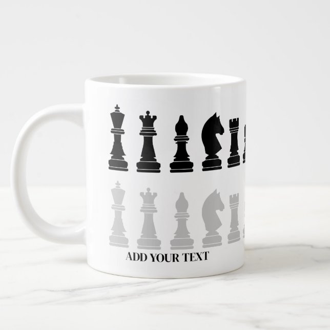 Caneca De Café Grande Jogo de Peça de Xadrez Moderno Personalizado (Esquerda)