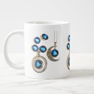 Caneca De Café Grande Joias de Natal Árvore azul clara Lua clara