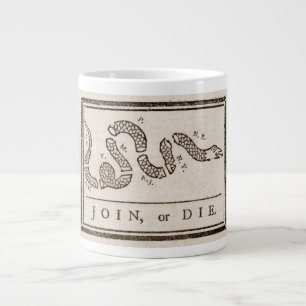 Caneca De Café Grande Join ou Die Rattlesnake: Cartoon Benjamin Franklin