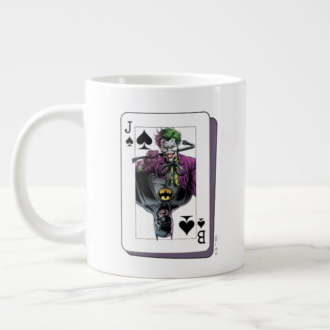 Caneca De Café Grande Joker and Batman Spade Playing Card Illustration (Esquerda)