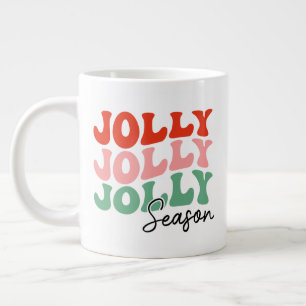 Caneca De Café Grande Jolly Jolly Jolly Season Retro Holiday Typografia
