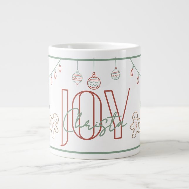 Caneca De Café Grande Joy Hand Desenhou o Nome de Natal Mug (Frente)