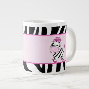 Caneca De Café Grande Jumbo Coffee Mug, cor-de-rosa, com Zebra Stripe 20