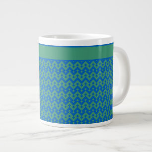 Caneca De Café Grande Jumbo Coffee Mug, Emerald e Blue Geométrico