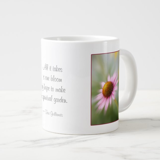 Caneca De Café Grande Jumbo Coffee Mug - Flor de Margarida Rosa (Frente Esquerda)