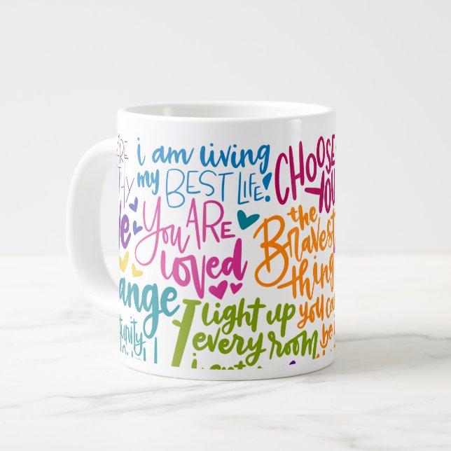 Caneca De Café Grande Jumbo Daily Affirmations (Frente Esquerda)
