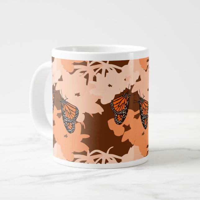 Caneca De Café Grande Jumbo Mug - Borboleta Monarca para Alimentação (Frente Esquerda)