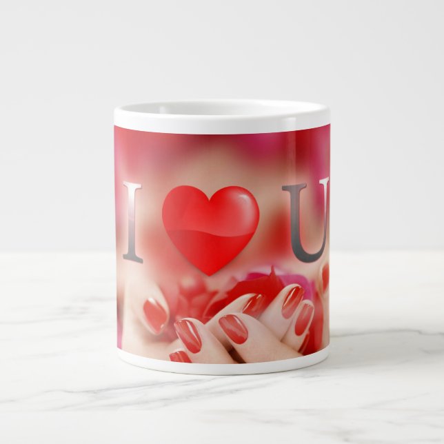 Caneca De Café Grande Jumbo Mug Com Design de Amor (Frente)