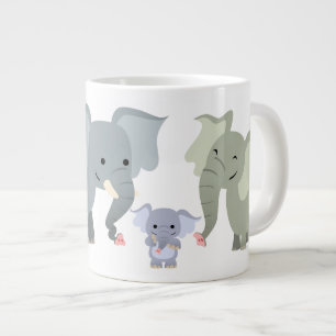 Caneca De Café Grande Jumbo Mug da Família Elefante de Cartoons Bonitos