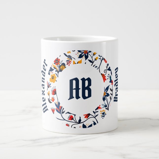Caneca De Café Grande Jumbo Mug de Anel Flor (Frente)