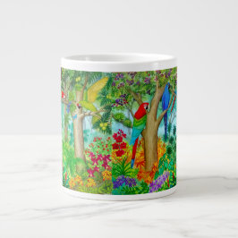 Caneca De Café Grande Jumbo Mug de Arte Selva de Papagaio Macaw
