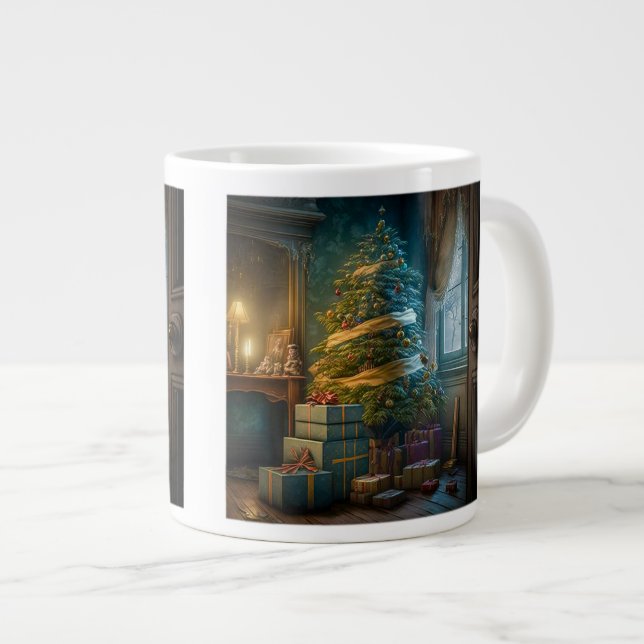Caneca De Café Grande Jumbo Mug de Árvore de Natal (Frente Esquerda)
