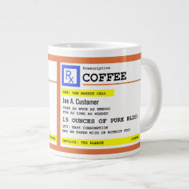 Caneca De Café Grande Jumbo Mug de Café de Prescrição com Nome Personali