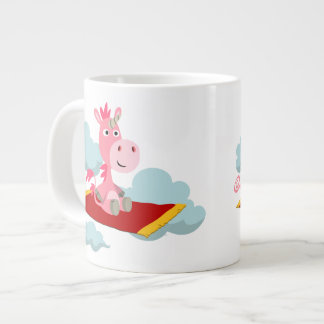 Caneca De Café Grande Jumbo Mug de Cartoon Magic Carpet Ride Unicorn