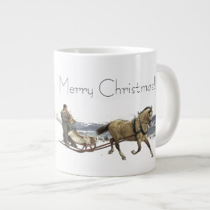 Caneca De Café Grande Jumbo Mug De Natal De Cavalo De Neve De Inverno