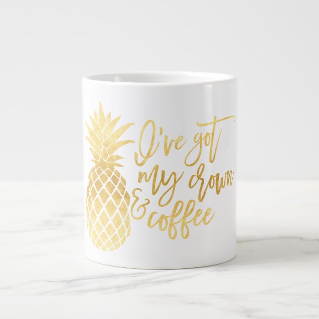 Caneca De Café Grande Jumbo Mug Dourado (Frente)
