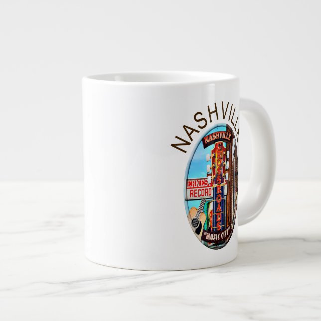 Caneca De Café Grande Jumbo Mug em Nashville Broadway (Frente Esquerda)