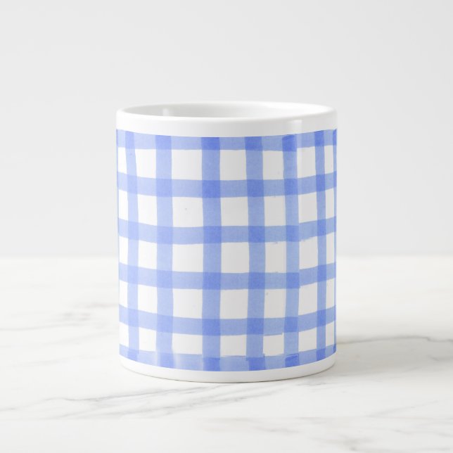 Caneca De Café Grande Jumbo Mug grande "Azul e Branco" verificado (Frente)