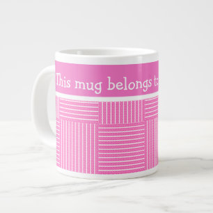 Caneca De Café Grande Jumbo Mug para personalizar: rosa e branco