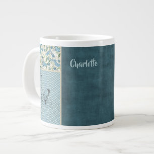 Caneca De Café Grande Jumbo Mug Personalizado de Patches Azuis