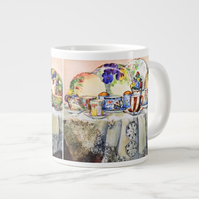 Caneca De Café Grande Jumbo Mug Pintado (Frente Esquerda)