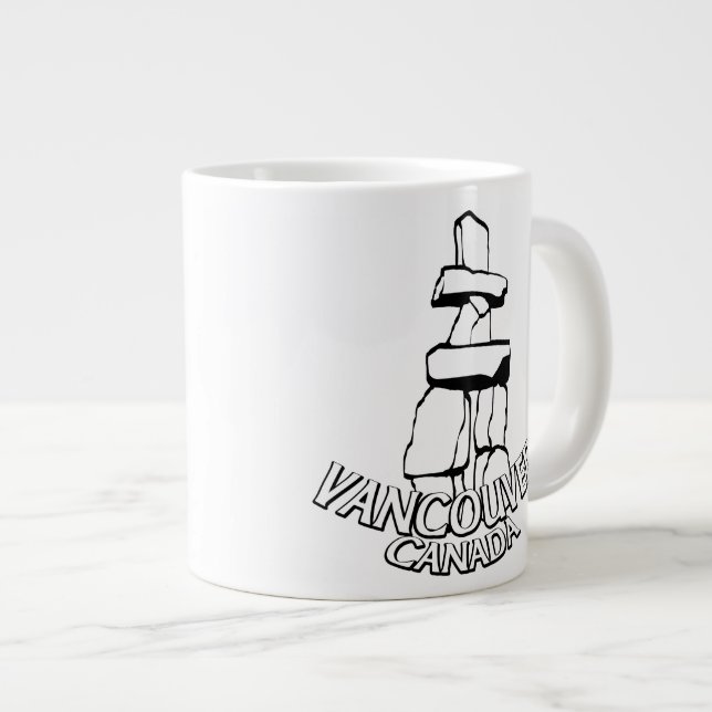 Caneca De Café Grande Jumbo Vancouver Café Mug Native Art Cup (Frente Esquerda)