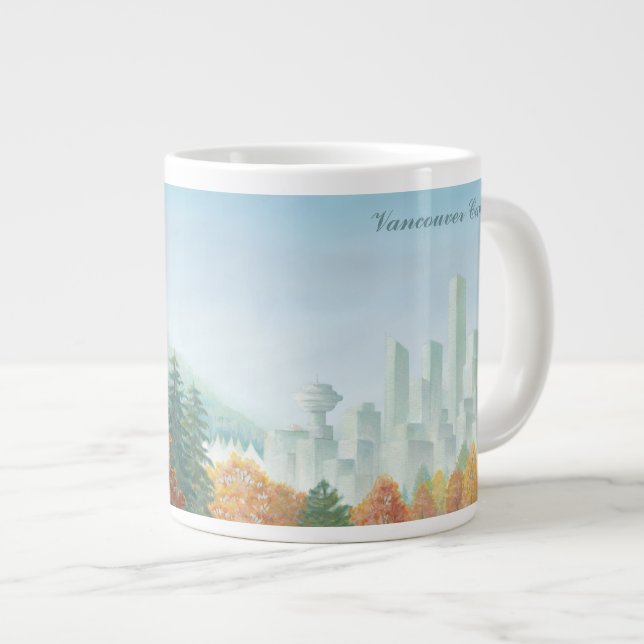 Caneca De Café Grande Jumbo Vancouver Café Mug Stanley Park Art Cup (Frente Esquerda)