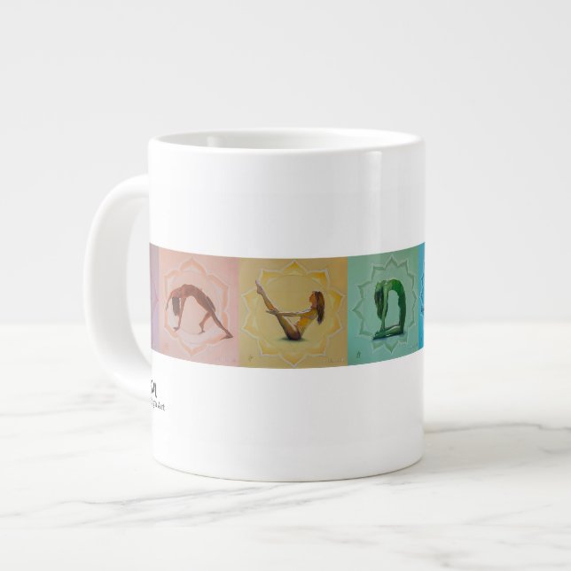 Caneca De Café Grande Jumbo Yoga/Chakra Mug (Frente Esquerda)