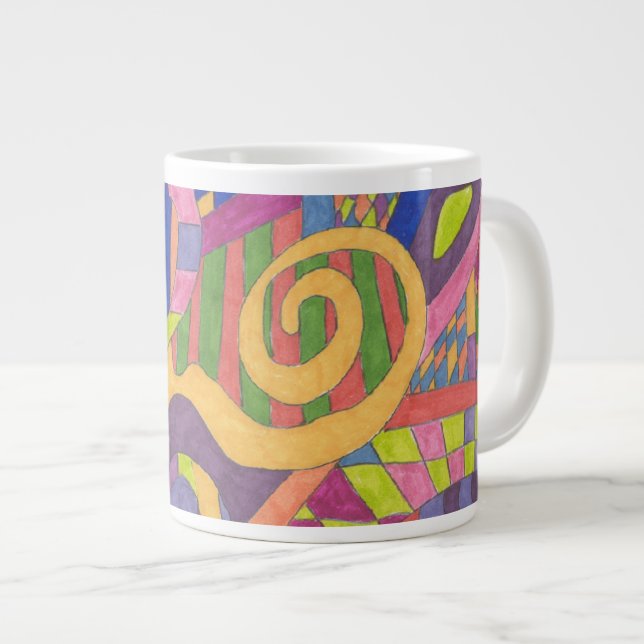 Caneca De Café Grande "Jungle Stripes 2" Abstrato Art (Frente Esquerda)