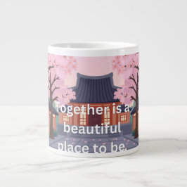 Caneca De Café Grande 'Juntos é um Lugar Lindo para Estar' Cereja